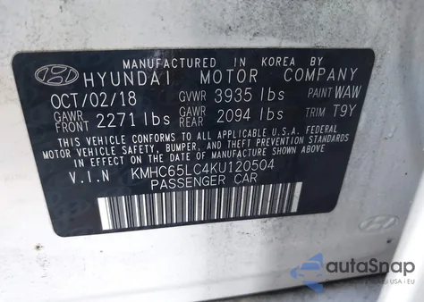 2019 Hyundai Ioniq Hybrid Blue z USA, uszkodzony, nr VIN KMHC65LC4KU120504